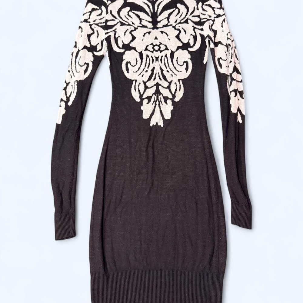 Alloy Apparel Black and white long-sleeve thin sweater dress - Picture 3 of 5